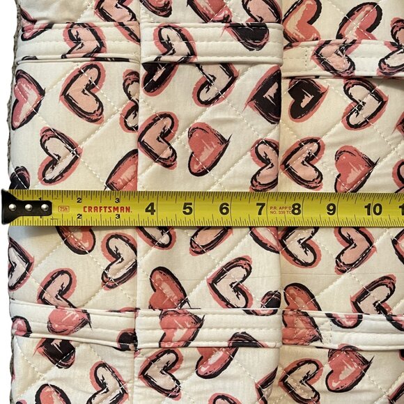 NEW QUILTED BAG PURSE SET White with Pink Hearts WOMAN WITHIN 2 Piece Set 0958A - Picture 10 of 14